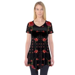 Roses From The Fantasy Garden Short Sleeve Tunic  by pepitasart