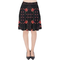 Roses From The Fantasy Garden Velvet High Waist Skirt by pepitasart