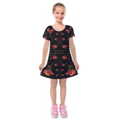 Roses From The Fantasy Garden Kids  Short Sleeve Velvet Dress by pepitasart