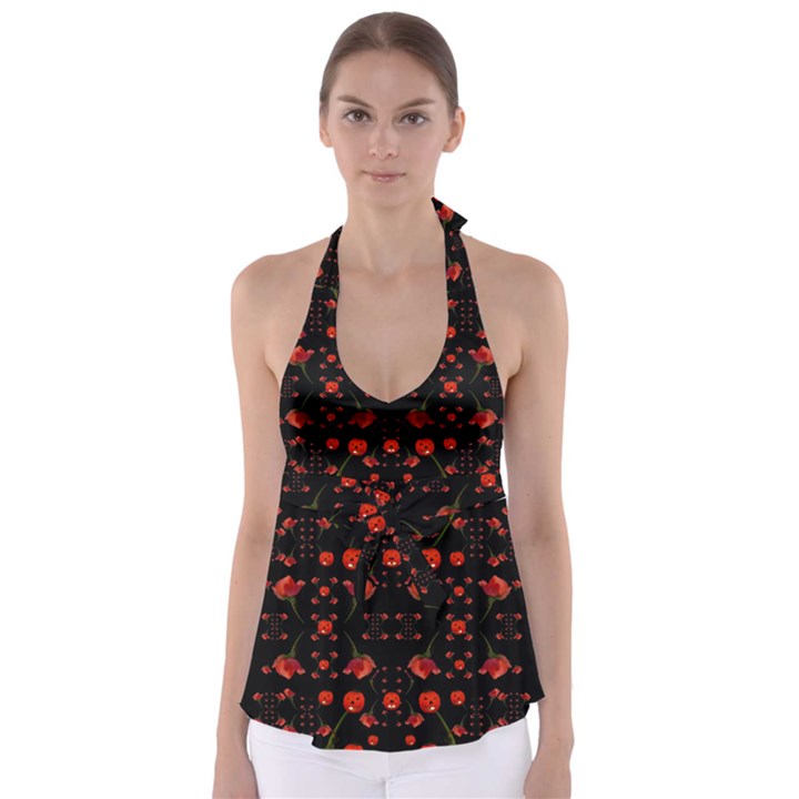 Pumkins And Roses From The Fantasy Garden Babydoll Tankini Top