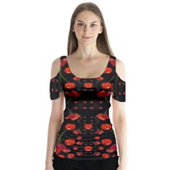 Pumkins And Roses From The Fantasy Garden Butterfly Sleeve Cutout Tee 