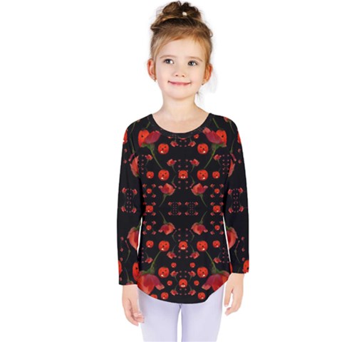 Pumkins And Roses From The Fantasy Garden Kids  Long Sleeve Tee by pepitasart