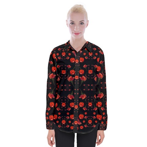 Pumkins And Roses From The Fantasy Garden Womens Long Sleeve Shirt by pepitasart