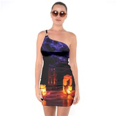 Awaiting Halloween Night One Soulder Bodycon Dress