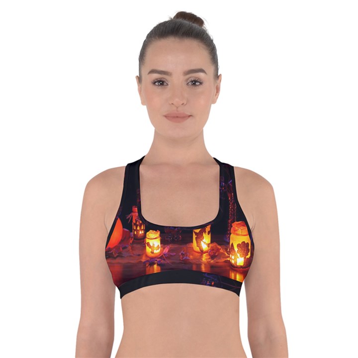 Awaiting Halloween Night Cross Back Sports Bra