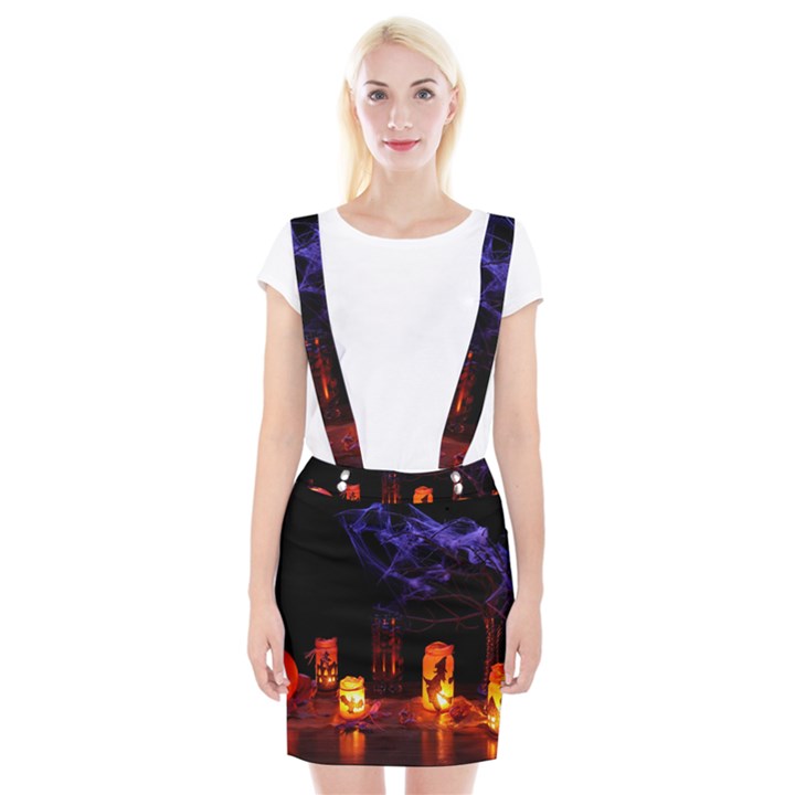 Awaiting Halloween Night Braces Suspender Skirt