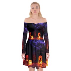 Awaiting Halloween Night Off Shoulder Skater Dress