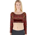 Pumkins  In  Gold And Candles Smiling Long Sleeve Crop Top View1