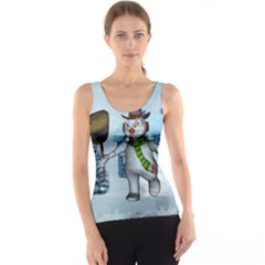 Funny Grimly Snowman In A Winter Landscape Tank Top by FantasyWorld7