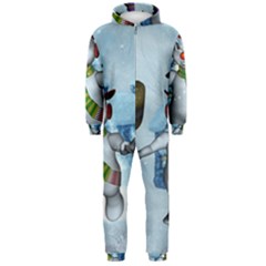 Funny Grimly Snowman In A Winter Landscape Hooded Jumpsuit (men)  by FantasyWorld7