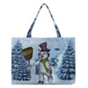 Funny Grimly Snowman In A Winter Landscape Medium Tote Bag View1