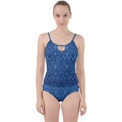 Art Nouveau Teal Cut Out Top Tankini Set