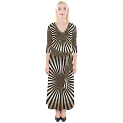 Art Deco Goldblack Quarter Sleeve Wrap Maxi Dress