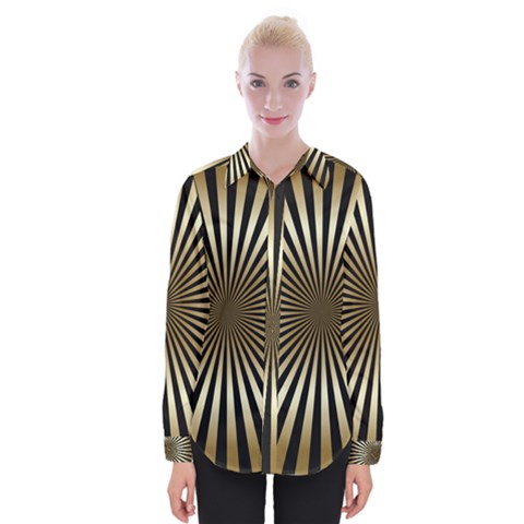 Art Deco Goldblack Womens Long Sleeve Shirt by NouveauDesign