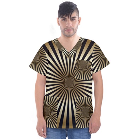 Art Deco Goldblack Men s V-neck Scrub Top by NouveauDesign