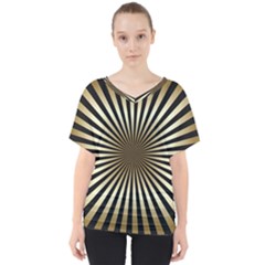 Art Deco Goldblack V-neck Dolman Drape Top