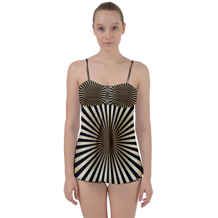 art deco goldblack Babydoll Tankini Set