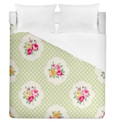 Green Shabby Chic Duvet Cover (queen Size) by NouveauDesign