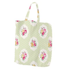 Green Shabby Chic Giant Grocery Zipper Tote