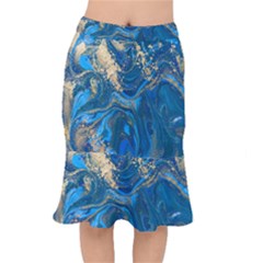 Ocean Blue Gold Marble Mermaid Skirt by NouveauDesign