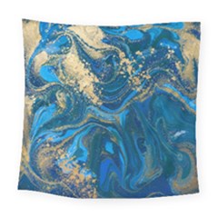 Ocean Blue Gold Marble Square Tapestry (large) by NouveauDesign