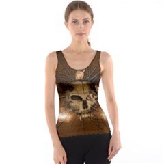 Awesome Skull With Rat On Vintage Background Tank Top by FantasyWorld7