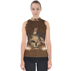 Awesome Skull With Rat On Vintage Background Shell Top by FantasyWorld7