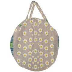 Star Fall Of Fantasy Flowers On Pearl Lace Giant Round Zipper Tote