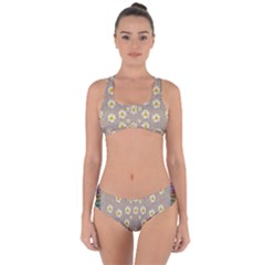 Star Fall Of Fantasy Flowers On Pearl Lace Criss Cross Bikini Set by pepitasart