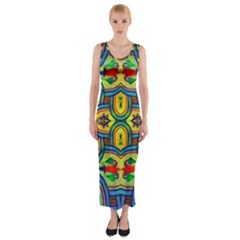 L ooera In Lyrical Abstraction Fitted Maxi Dress by DeneWestUK