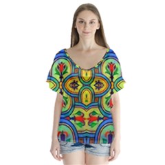 L ooera In Lyrical Abstraction V-neck Flutter Sleeve Top by DeneWestUK