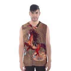 Awesome Horse  With Skull In Red Colors Men s Basketball Tank Top by FantasyWorld7