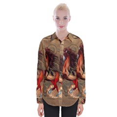 Awesome Horse  With Skull In Red Colors Womens Long Sleeve Shirt