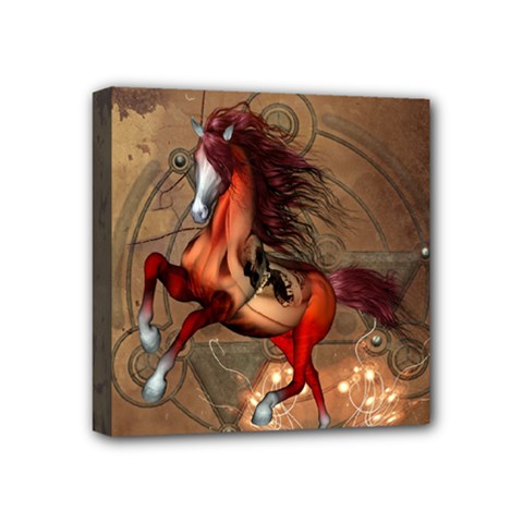 Awesome Horse  With Skull In Red Colors Mini Canvas 4  X 4  by FantasyWorld7