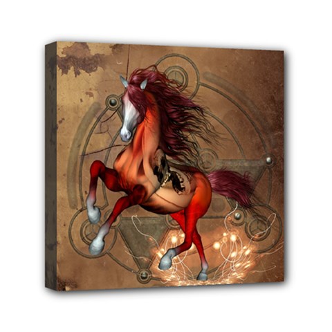 Awesome Horse  With Skull In Red Colors Mini Canvas 6  X 6  by FantasyWorld7