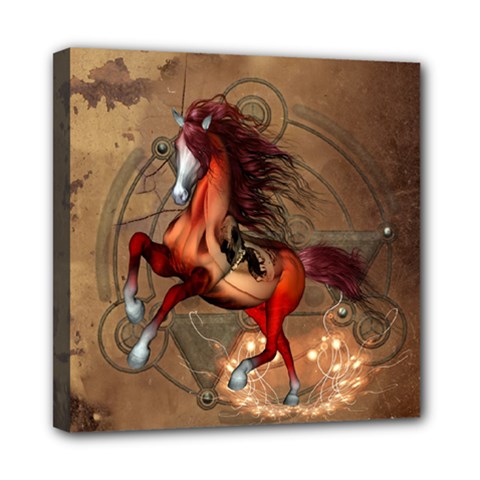 Awesome Horse  With Skull In Red Colors Mini Canvas 8  X 8  by FantasyWorld7