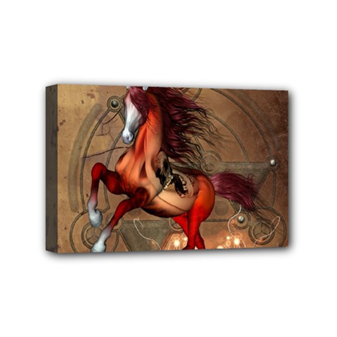 Awesome Horse  With Skull In Red Colors Mini Canvas 6  X 4  by FantasyWorld7