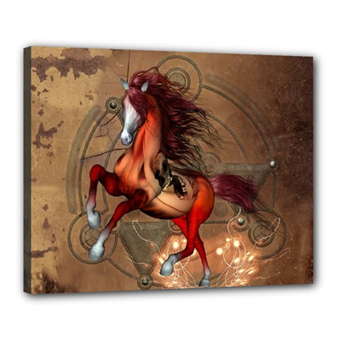 Awesome Horse  With Skull In Red Colors Canvas 20  X 16 