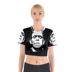 Frankenstein s Monster Halloween Cotton Crop Top by Valentinaart