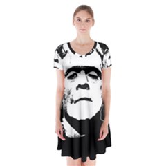 Frankenstein s Monster Halloween Short Sleeve V-neck Flare Dress by Valentinaart