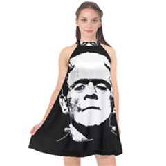 Frankenstein s Monster Halloween Halter Neckline Chiffon Dress  by Valentinaart