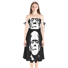 Frankenstein s Monster Halloween Shoulder Tie Bardot Midi Dress by Valentinaart