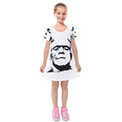 Frankenstein s Monster Halloween Kids  Short Sleeve Velvet Dress by Valentinaart