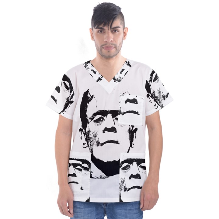 Frankenstein s monster Halloween Men s V-Neck Scrub Top