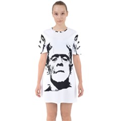 Frankenstein s Monster Halloween Sixties Short Sleeve Mini Dress