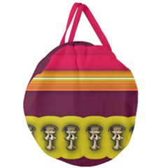 Annabellerockz-pattern-art-striped-fractal Giant Round Zipper Tote