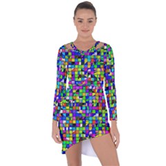 Colorful Squares Pattern                               Asymmetric Cut-out Shift Dress