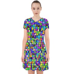 Colorful Squares Pattern                               Adorable In Chiffon Dress