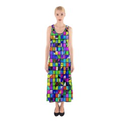 Colorful Squares Pattern                             Full Print Maxi Dress by LalyLauraFLM