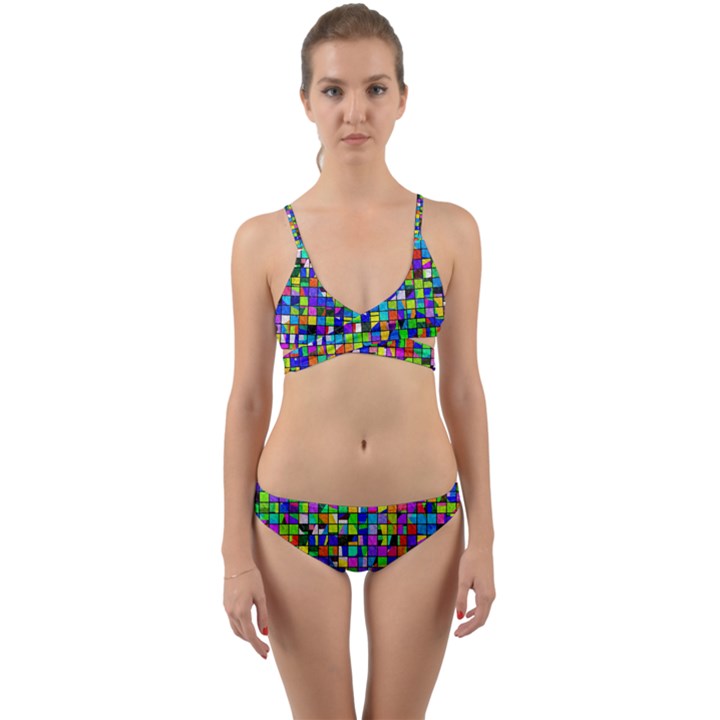 Colorful squares pattern                               Wrap Around Bikini Set